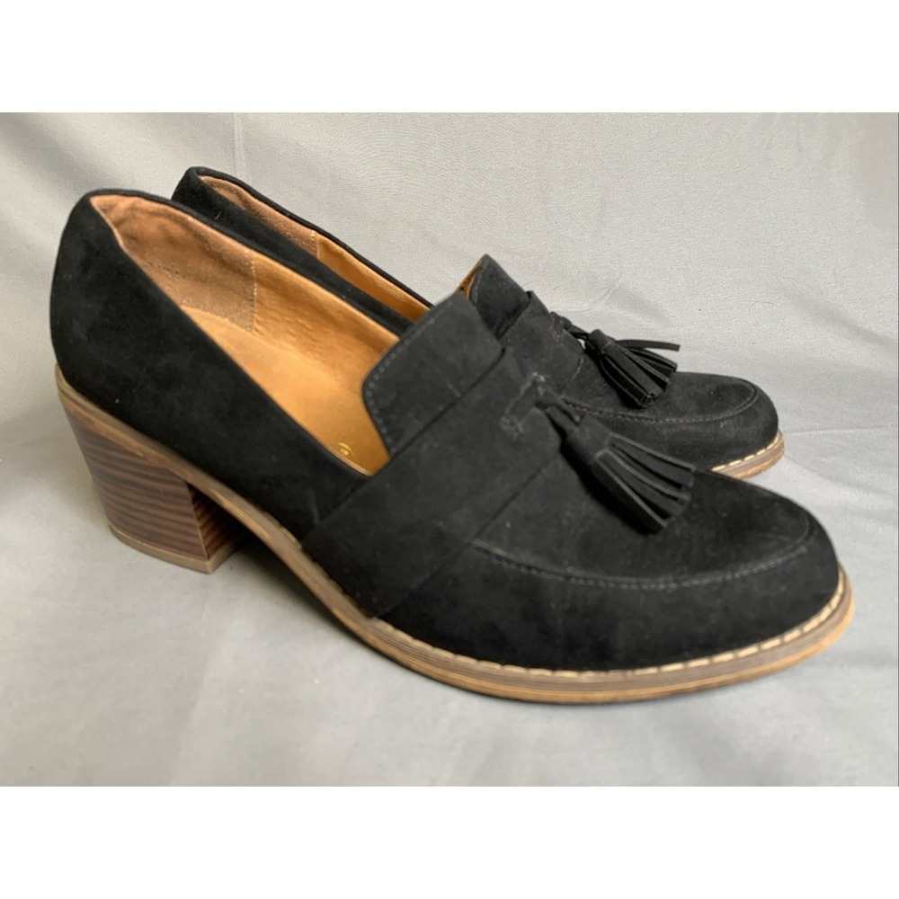 BC Born‎ In California Shoes Women's Size 8 Black Loafer Black Heels Vegan